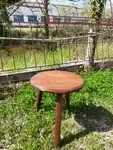 Rustic cowhide wooden stool