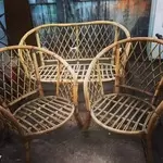 Set of two rattan shell armchairs