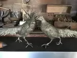 Silver bronze couple of pheasants