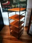 Small tubular steel and wood shelf