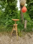 Adjustable wooden workshop stool 