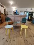 Yellow compass wooden stool