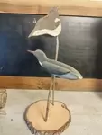 Trois oiseaux du marais en bois