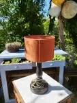 Turned wood lamp