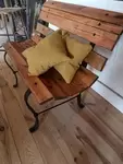 Two seater metal wood bench
