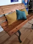 Two seater metal wood bench