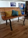 Two seater metal wood bench