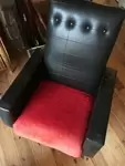 Upholstered black leather chair