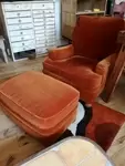 Vintage cognac velvet armchair