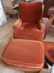 Vintage cognac velvet armchair