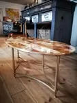 Table basse vintage onyx et laiton