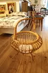 Vintage rattan magazine rack 60s 70s space age 