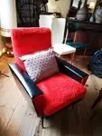 Vintage red and black armchair