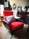 Vintage red and black armchair