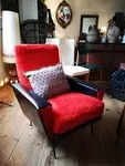 Vintage red and black armchair