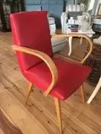 Fauteuil vintage simili cuir rouge