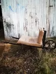 Wheelbarrow 1950s wood and wrought iron