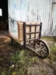 Wheelbarrow 1950s wood and wrought iron