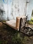 Wheelbarrow 1950s wood and wrought iron
