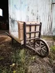 Wheelbarrow 1950s wood and wrought iron