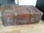 Wood and leather suitcase