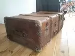 Wood and leather suitcase
