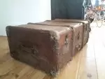 Wood and leather suitcase