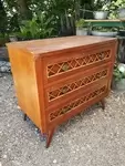 Wooden and rattan chest of drawers