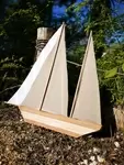 wooden sailboat seaside decoration
