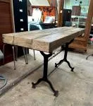 wrought iron and oak console