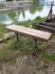 wrought iron and oak console