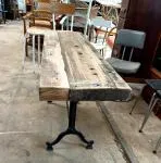 wrought iron and oak console