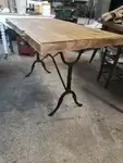 Wrought iron and wood table
