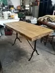 Wrought iron and wood table