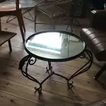 Wrought iron side table and mirror top