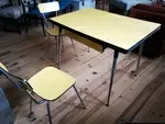 Yellow painted formica table and chairs