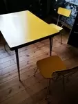 Yellow painted formica table and chairs