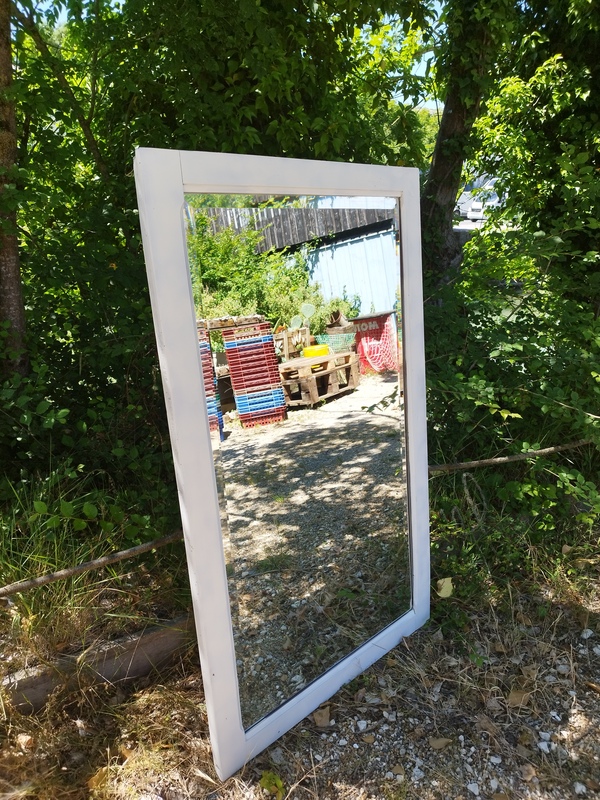 Antique mirror painted in white