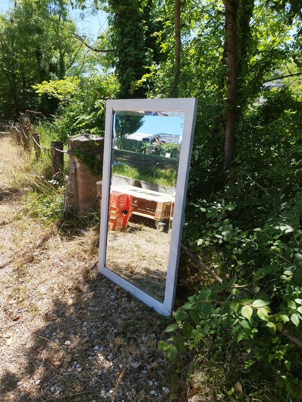 Antique mirror painted in white