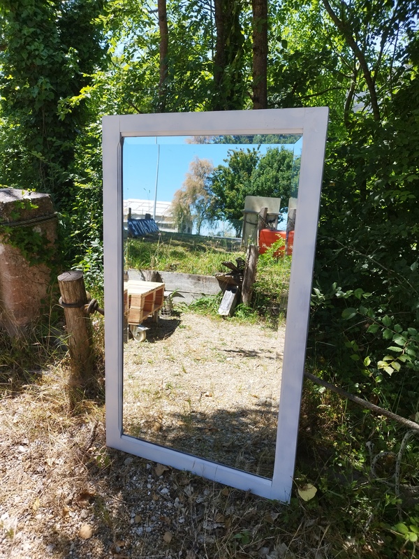 Antique mirror painted in white