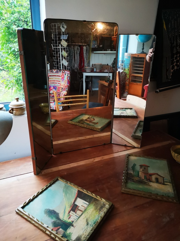 50s triptych mirror