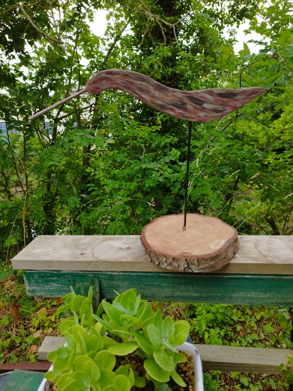 Hand painted folk art wooden bird