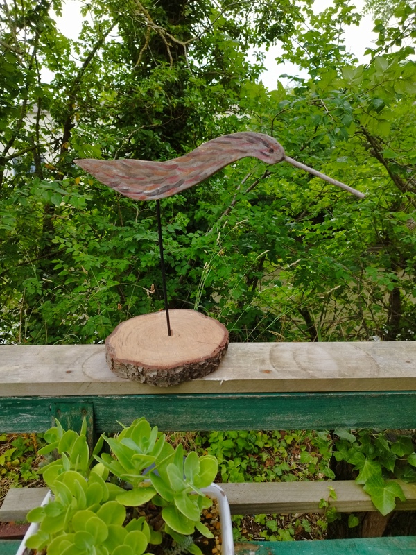 Hand painted folk art wooden bird