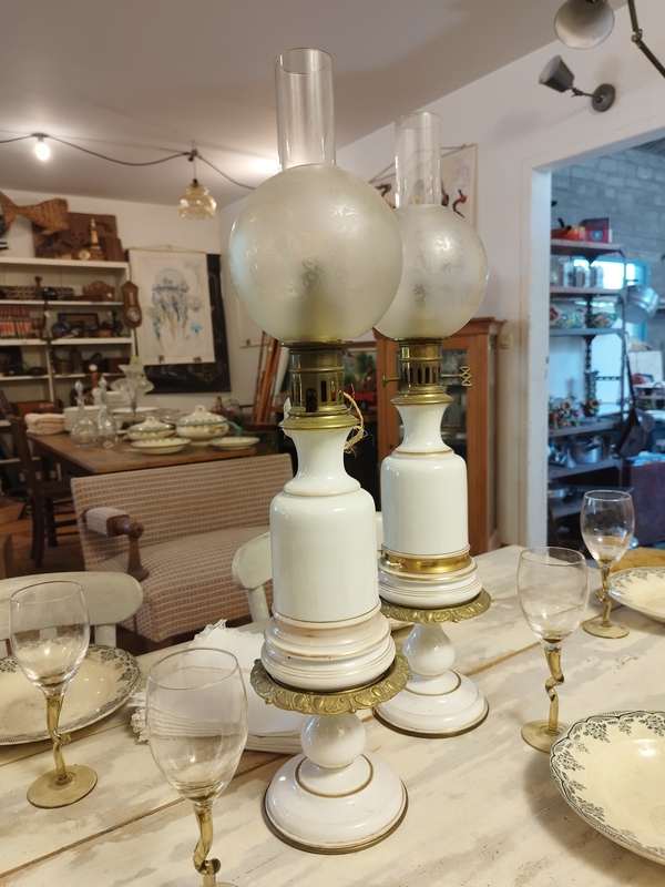Paire de lampes à pétrole XIXe
