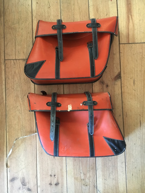 Pair of 60s orange saddlebags