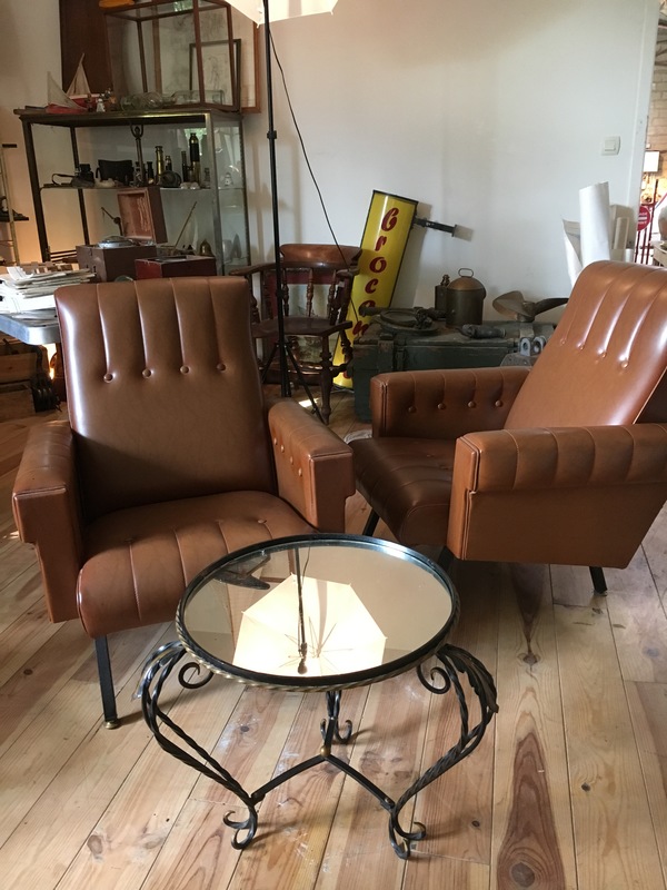 Pair of vintage skai armchairs