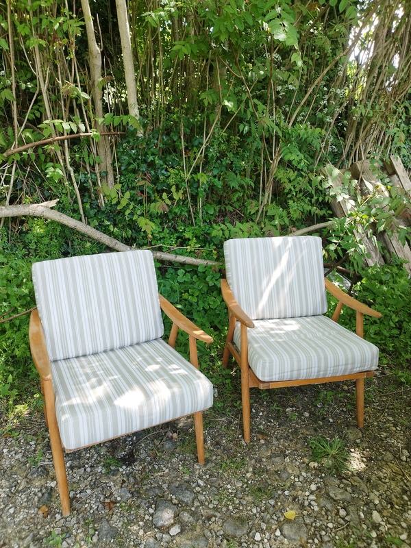 Pair of Thonet Boomerang armchairs 