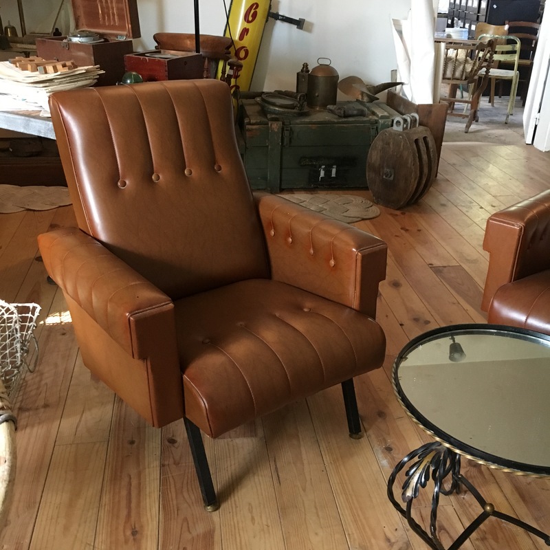 Pair of vintage skai armchairs