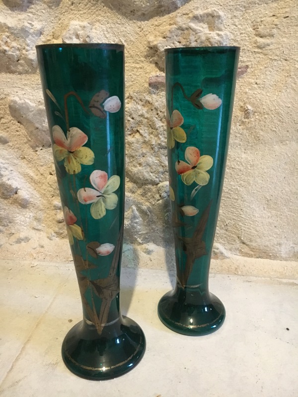 Pair of enameled vases 1900