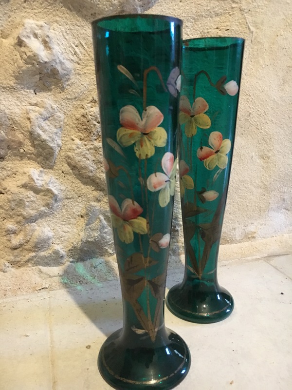 Pair of enameled vases 1900